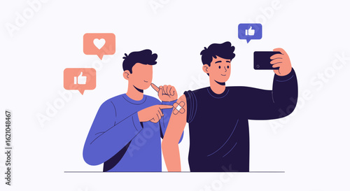 Vaccination Campaign Celebration Online Sharing Post-Vaccine Experience Together