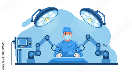 Surgeon Performing Minimal Invasive Surgery With Robotic Assistance System