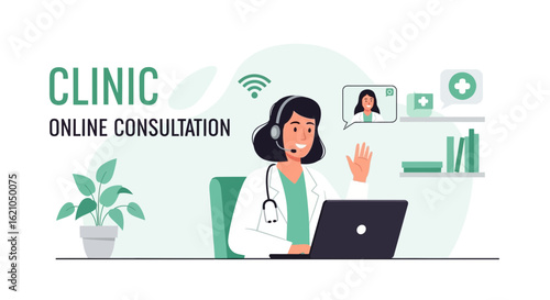 Virtual Healthcare Doctor Consultation For Online Clinic Telemedicine Concept