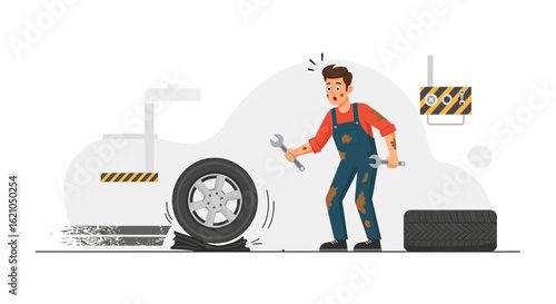 Surprised Mechanic Accidentally Destroyed Car Tire With An Air Compressor