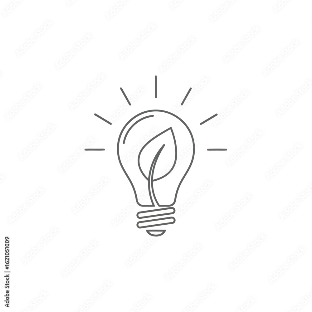 Vector icon of lightbulb with a leaf inside, symbolizing an ecofriendly idea, isolated on white background Vector icon of lightbulb with a leaf inside, symbolizing an ecofriendly idea, isolated on white background