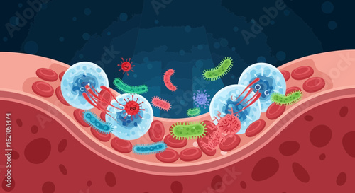 White Blood Cells Fight Off Harmful Bacteria In The Bloodstream Defending Body