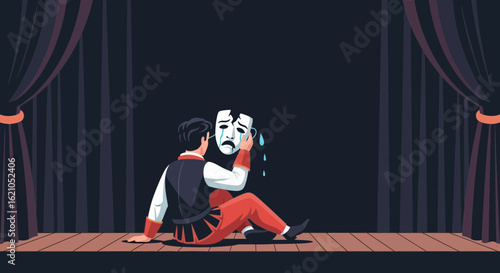 Theatrical despair: An actor contemplates the weight of performance and sadness on stage