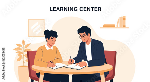 Tutoring Session With Educator Giving Guidance In Lesson In Learning Space