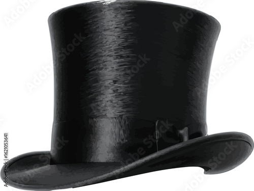 Vector art of black top hat isolated on white background is a classic fashion accessory