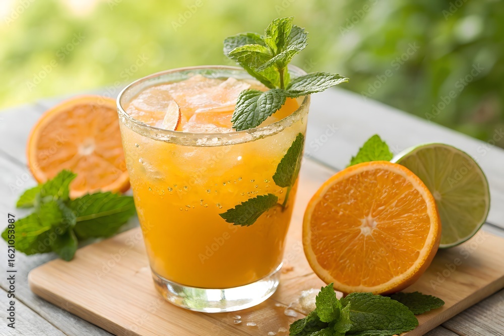 Fototapeta premium glass of fresh orange juice