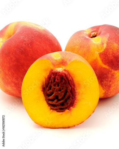 peaches on white background
