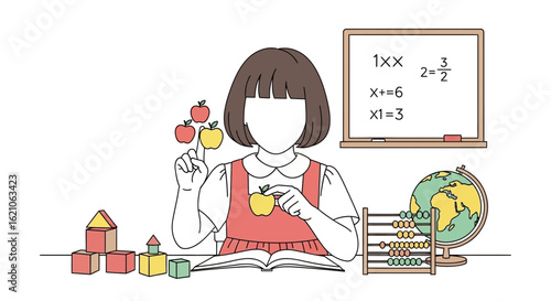 Early Childhood Education Learning Math with Apples and Blocks