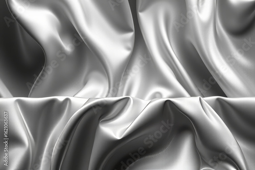 Sleek silver fabric with elegant folds and smooth texture