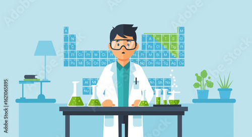Scientific Discovery Young Researcher In Lab With Chemical Equipment