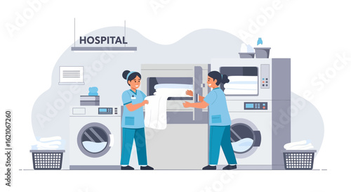 Professional Laundry Service Provides Clean Linen at Hospital Environment