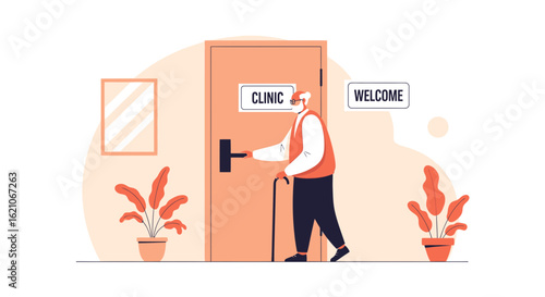 Senior Man Visiting Clinic For Health Checkup At Modern Medical Center