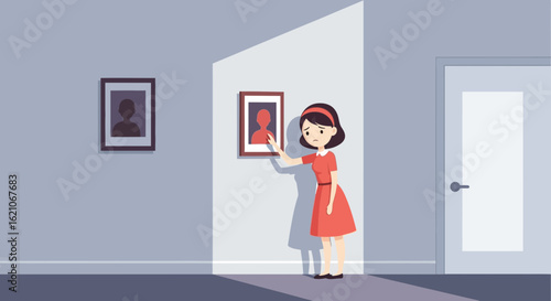 Nostalgic Scene Young Woman Remembering Past Loving Memories Sadness And Longing