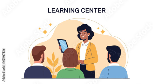 Professional Training Session Featuring Instructor With Digital Tablet Device