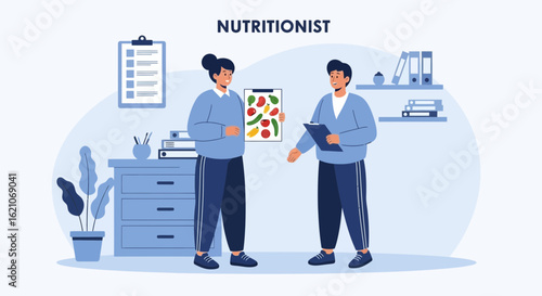 Nutritionist Consulting With Patient About Healthy Eating Habits For Diet