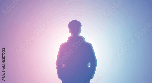 Silhouette Of A Person Contemplating Future Choices With Pastel Background