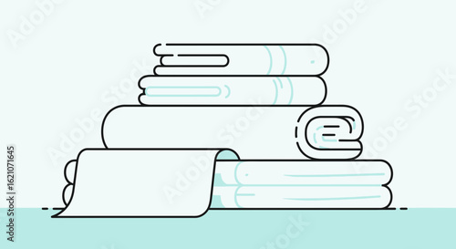 Stack Of Neatly Folded Fresh Linens Ready For Hotel Guests Or Home Spa Day