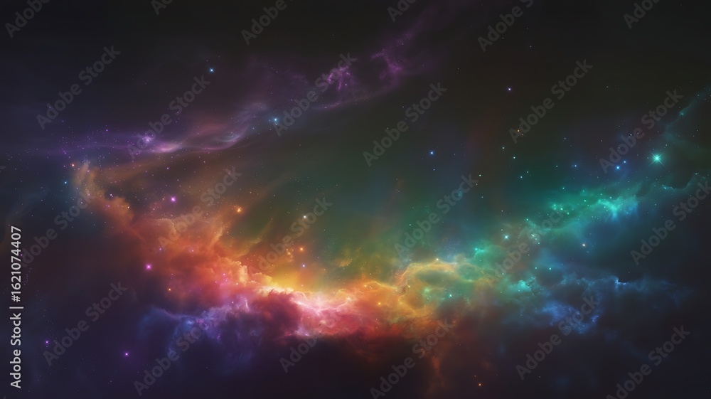 Naklejka premium Cosmic cloud formations glowing with vibrant colors nebula space