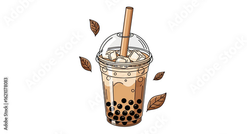 Refreshing Boba Tea Illustration A Sweet Treat for Design Projects and Creative Content