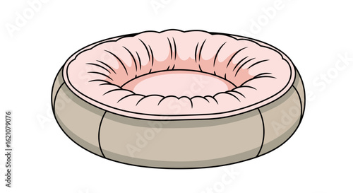 Cozy Circular Pet Bed Illustration for Comfortable Rest and Relaxation