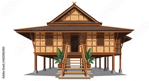 Traditional Southeast Asian House A Charming Rural Dwelling