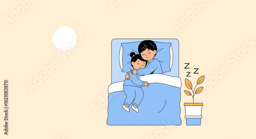 Loving Parent Comforting A Child At Bedtime Showing Gentle Affection