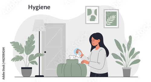 Maintaining Wellness Woman Practicing Good Hygiene at Home for Staying Healthy