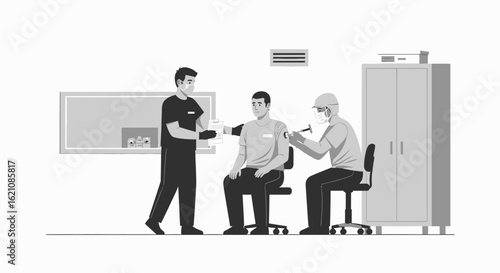 Medical Professional Administering Vaccine to a Patient in Clinical Setting