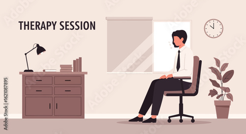 Man In Office Seeking Guidance During Mental Health Therapy Session