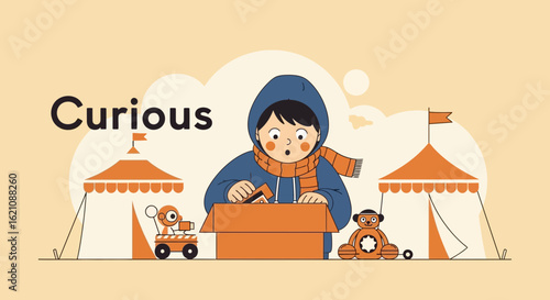 Kid Finds Treasures In The Cardboard Box Imagination Unleashed Adventures Await