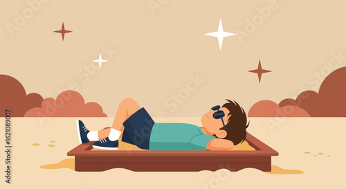 Lazy Summer Days Illustration Of A Man Relaxing Outdoors On A Sunny Day