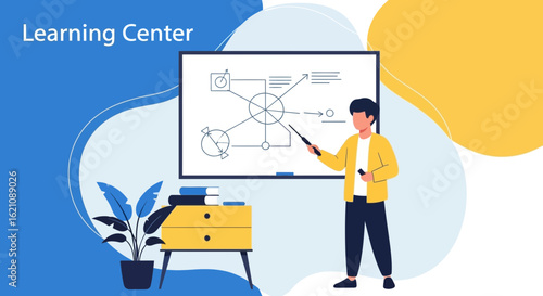 Lecturer Explaining Business Process on Whiteboard In Training Session