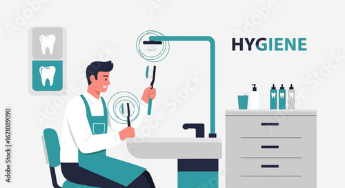 Modern Dental Clinic Scene For Oral Care With Professional Specialist