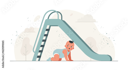 Little Explorer First Crawl Under the Slide Adventure At the Playground