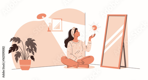 Morning Light Woman Finds The Inspiration To Start The Day At Home