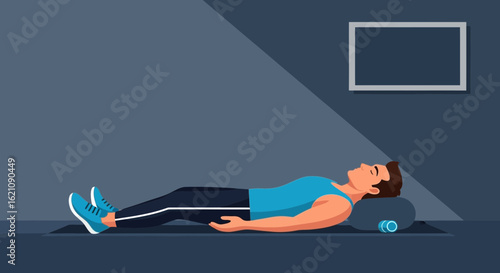 Man Relaxing After Workout In The Morning Light In His Living Room