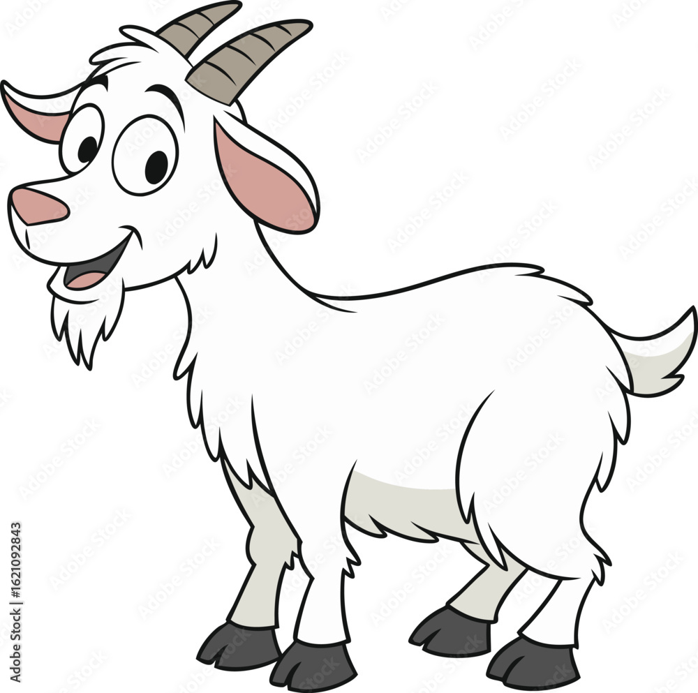 Naklejka premium Cartoon Goat illustration vector design in white background, Goat icon design, Goat vector design