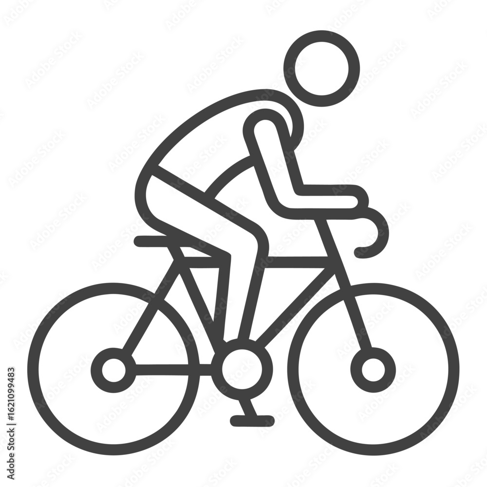 Road Cyclist Line Art Icon - Racing Bicycle and Athlete Symbol Road Cyclist Line Art Icon - Racing Bicycle and Athlete Symbol