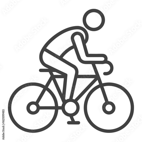 Road Cyclist Line Art Icon - Racing Bicycle and Athlete Symbol