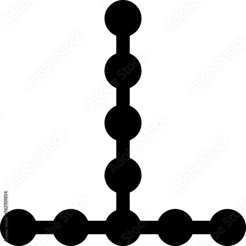 Circular dots arranged in a T-shaped grid structure.
