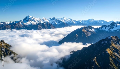 Wallpaper Mural Majestic mountain range above clouds Torontodigital.ca