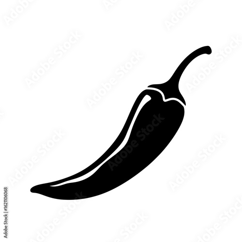 Black silhouette of a chili pepper isolated on white background