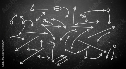Chalkboard Football Strategy Play - Hand-drawn illustrations