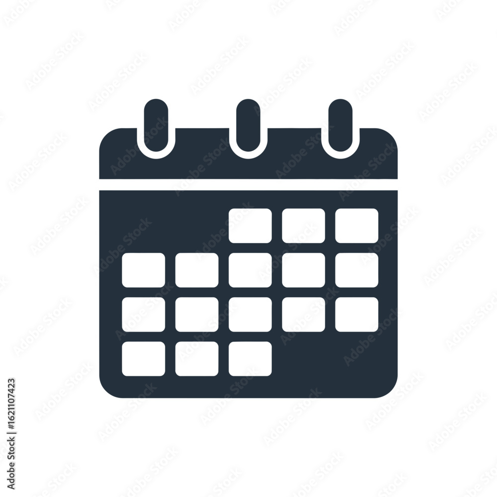 Dark blue calendar icon isolated on white background Dark blue calendar icon isolated on white background