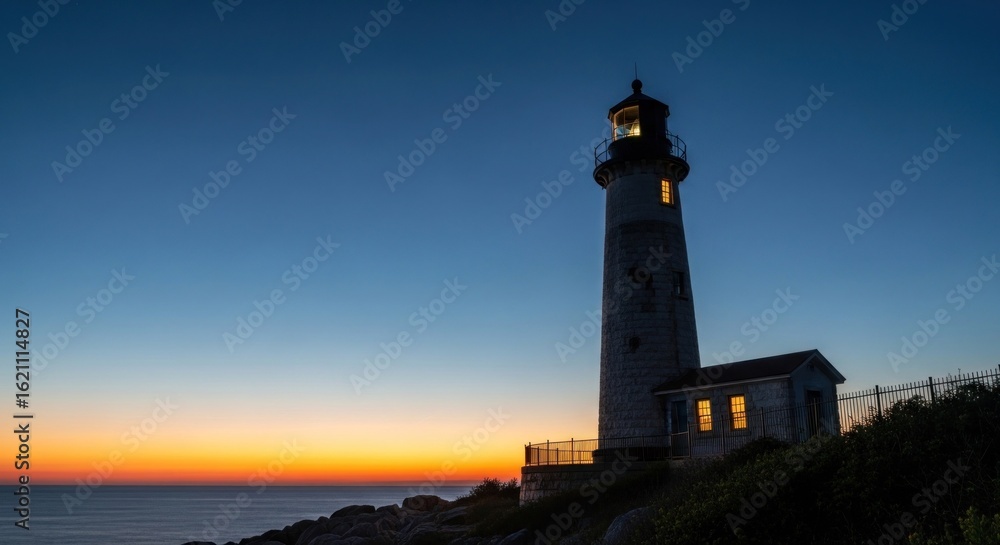 Lighthouse silhouette at dawn Lighthouse silhouette at dawn