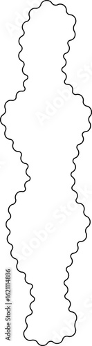 Organic abstract shape with a long flowing wavy border and hollow interior.