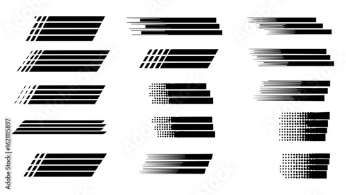 Abstract futuristic motion elements. Modern technology background with digital speed lines, data transfer effect, and dynamic stripe graphics.

