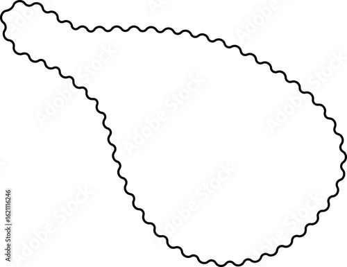 Ethereal abstract shape with smooth flowing curves and undulating wavy edges, defined by a hollow contour.