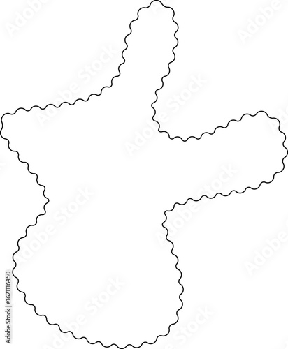 Naturally curved design with smooth wavy borders and an open hollow center, formed by flowing lines.
