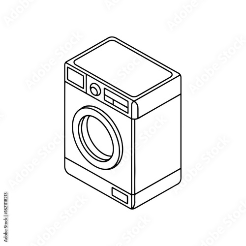 Simple washing machine graphic in outline style for laundry services, appliance designs, or minimalist household product representations.